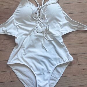 Jets by Jessika Allen White Lace-Up Swimsuit